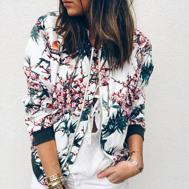 New Womens Plus Size Jacket Bomber Ladies Geometric Floral Print Ribbed Zip Long New Womens Plus Size Jacket Bomber Ladies Geometric Floral Print Ribbed Zip Long